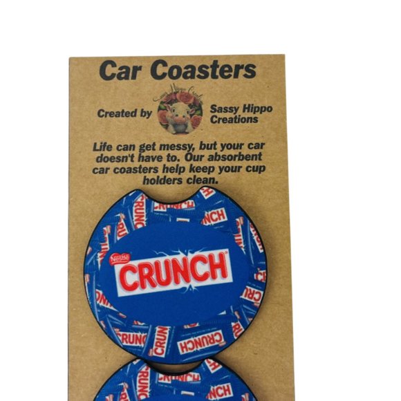 Car Coasters Crunch Nestle Chocolate Candy Bar Snack Set of 2 Neoprene B - Picture 7 of 8